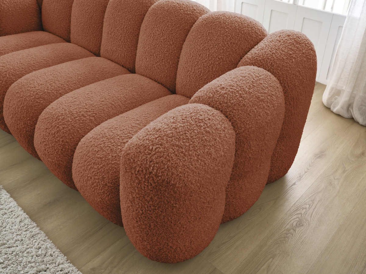 Bobochic Hippolyte Sofa 3-Sitzer Bouclé-Stoff Orange
