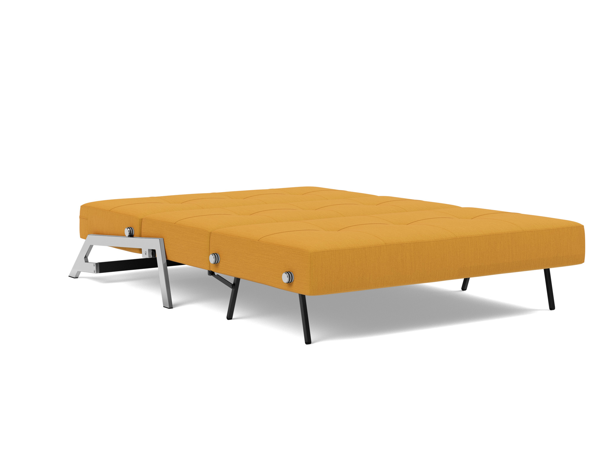 Schlafsofa Cubed 140 Flachgewebe Elegance 507-Burned-Curry Beine Chrom
