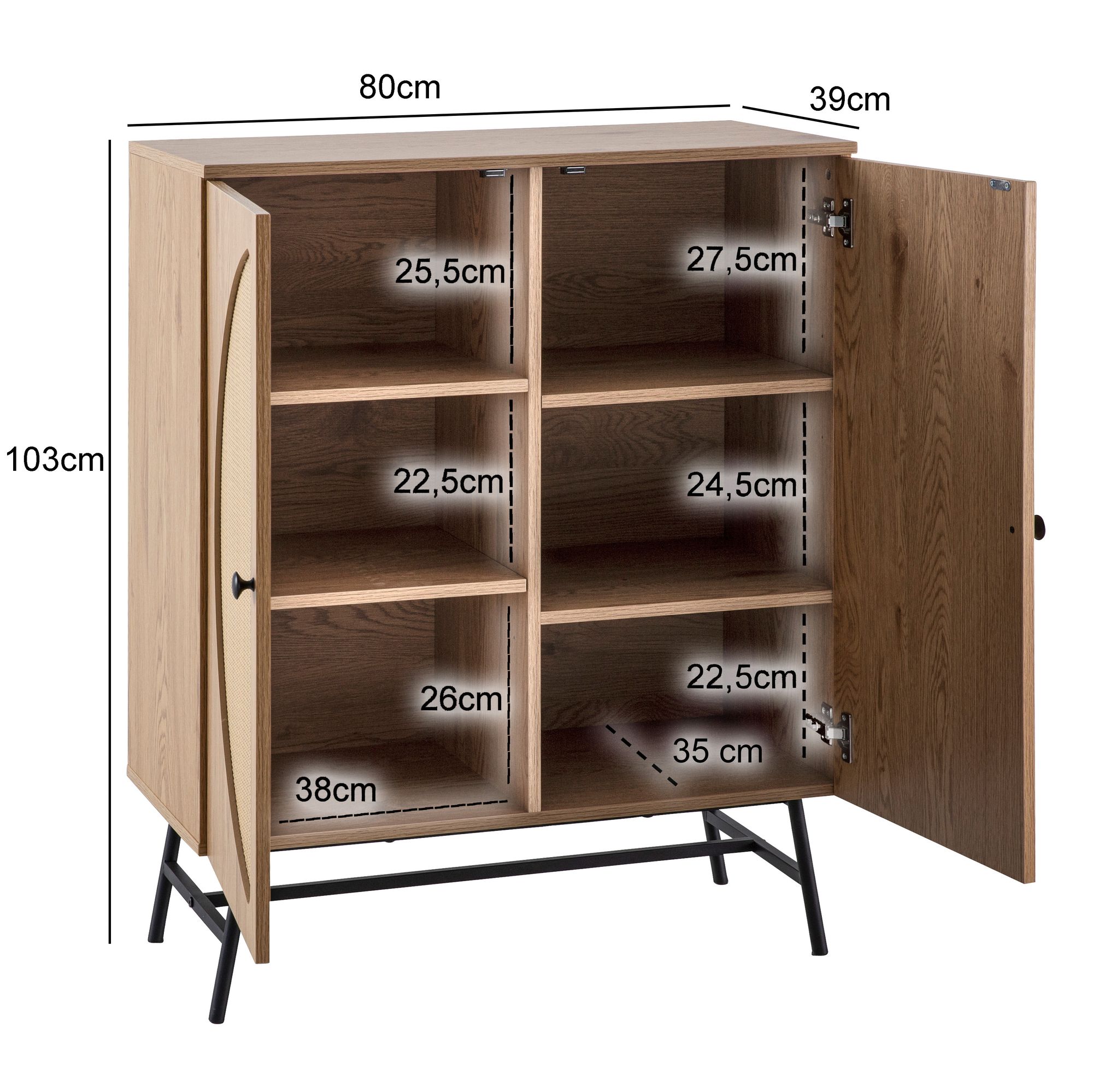 Sideboard Fjelberg Braun 80 × 39 × 103 cm