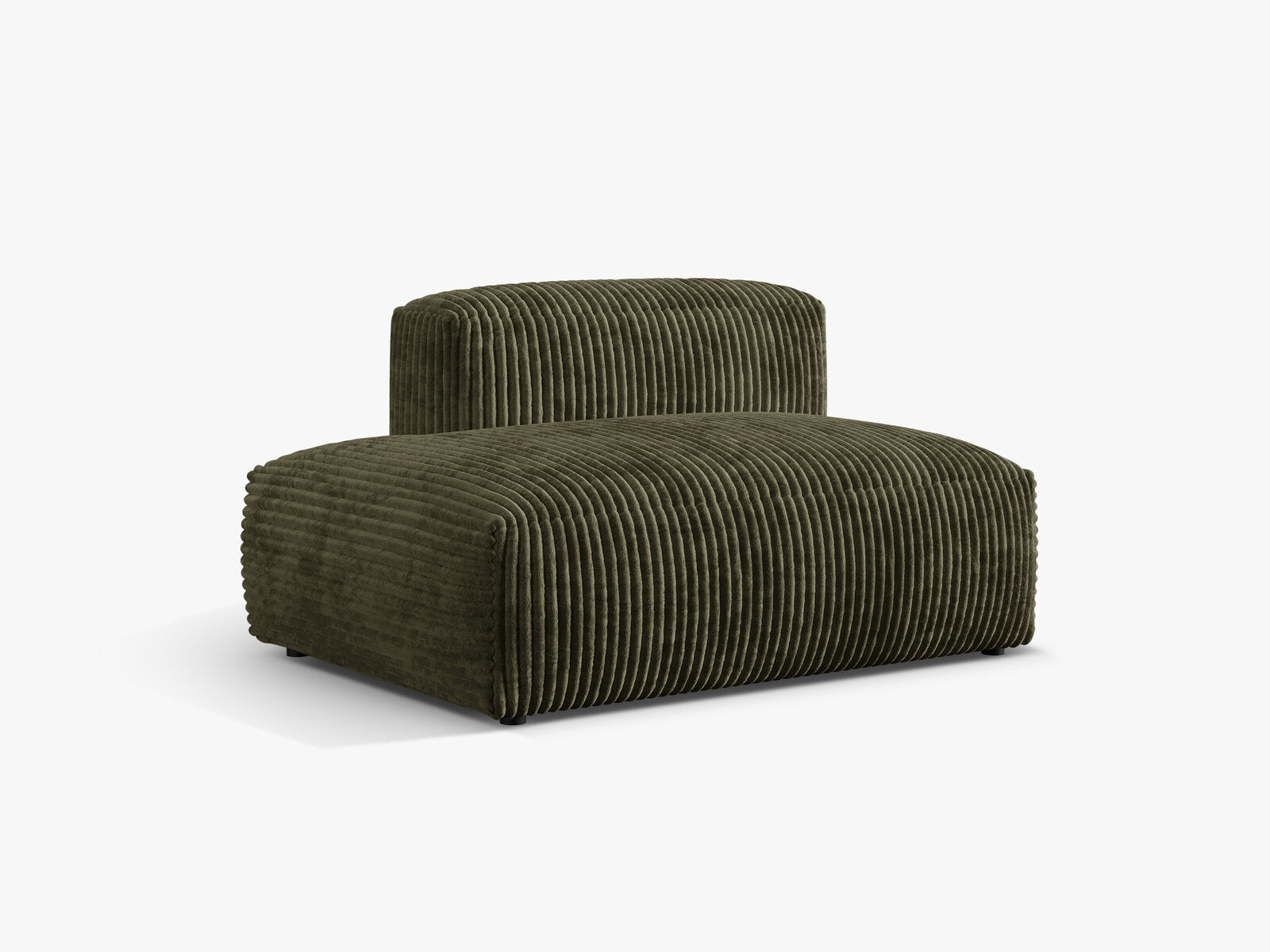 Micadoni Ecksofa-Modul Martina 1-Sitzer Kord Tilia Moßgrün Links