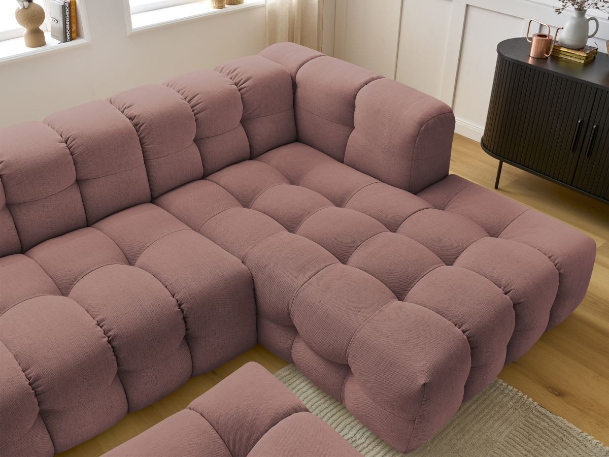 Bobochic Cloud Ecksofa mit Pouf 288 × 184 cm Stoff Rosa Ecke rechts