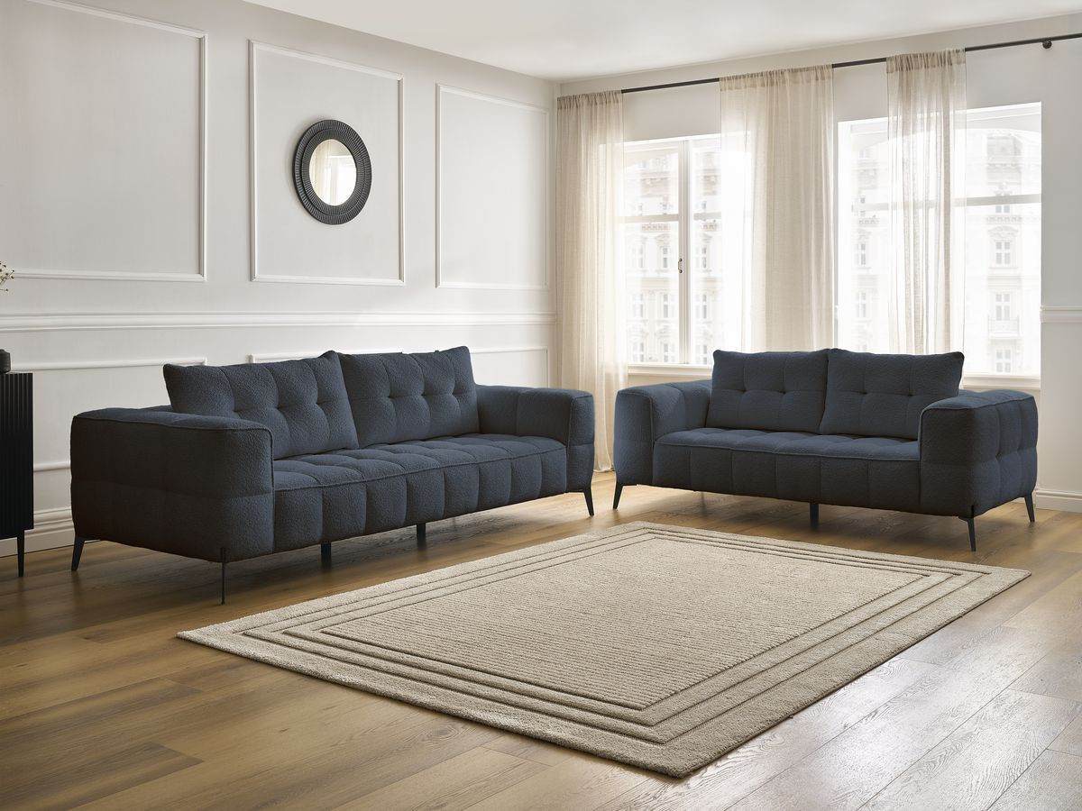 Bobochic Anis Sofa 5-Sitzer Bouclé-Stoff Dunkelblau