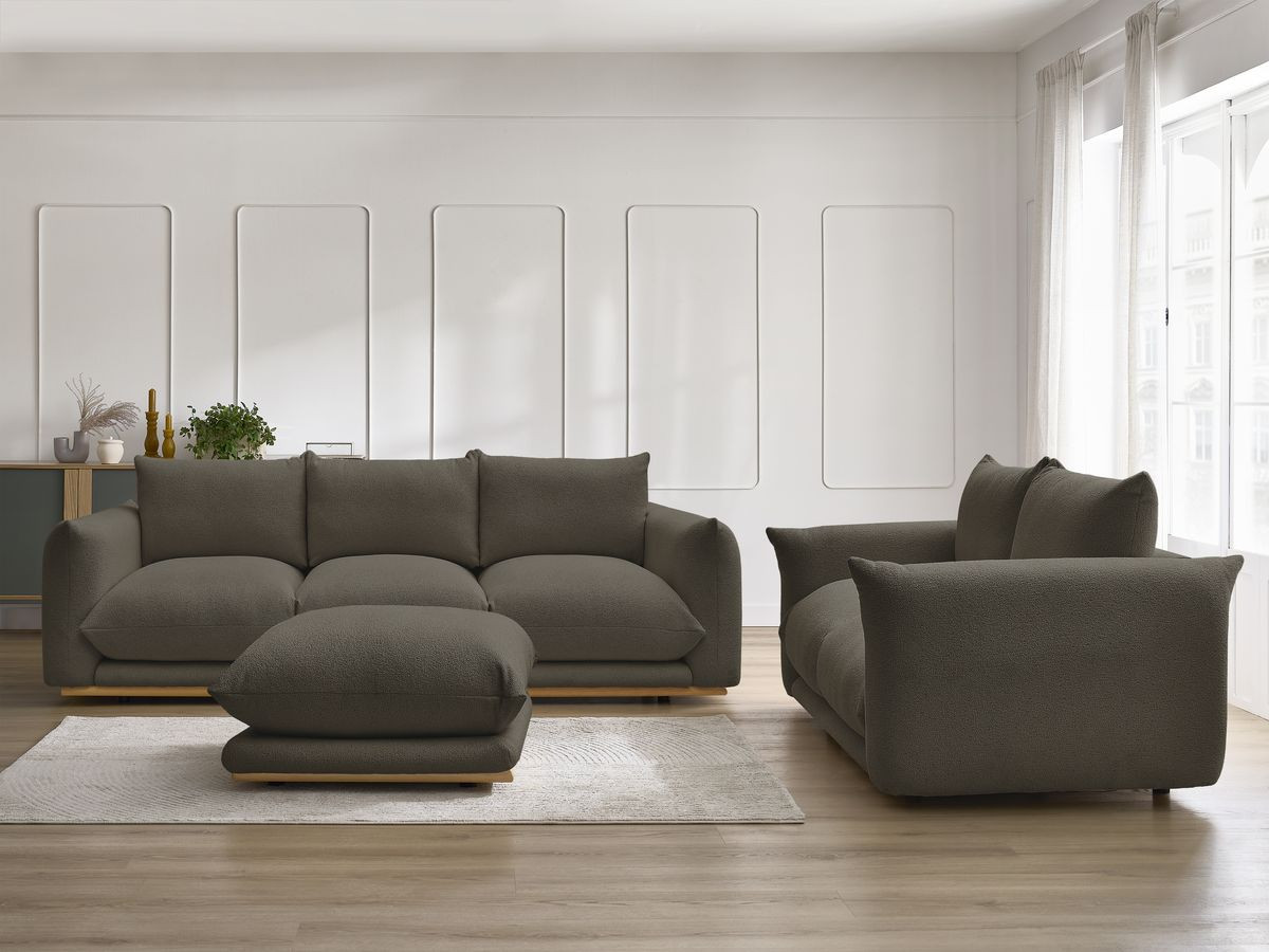 Bobochic Ernest Sofa 5-Sitzer mit Pouf Bouclé-Stoff Braun
