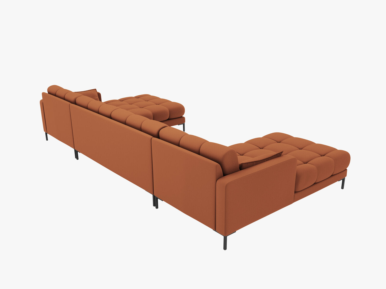 Micadoni Panorama-Sofa Mamaia 6-Sitzer Strukturierter Stoff Neve Ziegel schwarze Beine