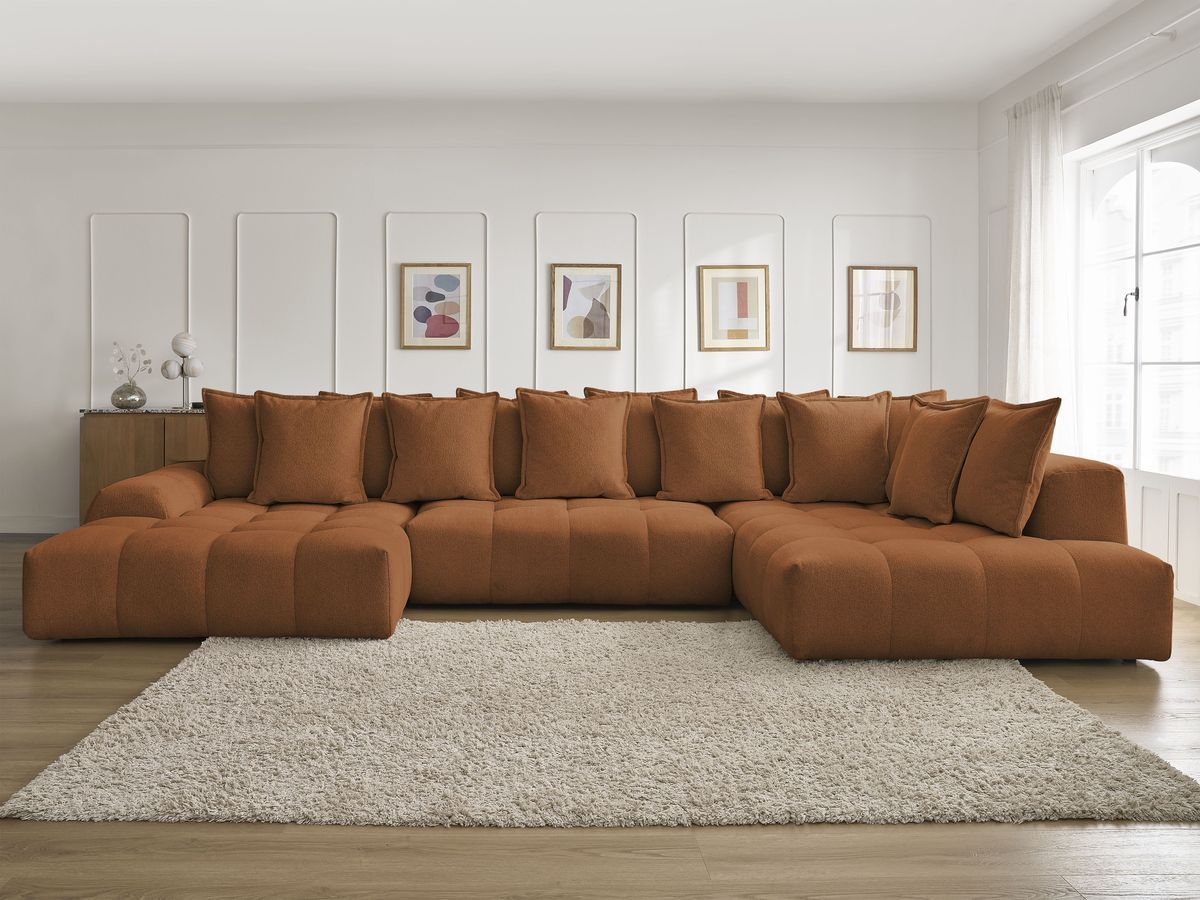 Bobochic Everest Wohnlandschaft, 14 Kissen Melange-Stoff Orange Ecke links