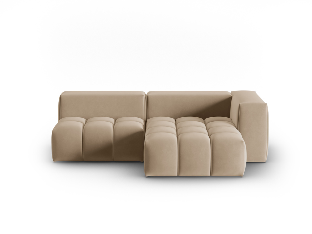 Cosmopolitan Design Ecksofa Verona 3-Sitzer offen Samt Casino Mandelbeige Rechts
