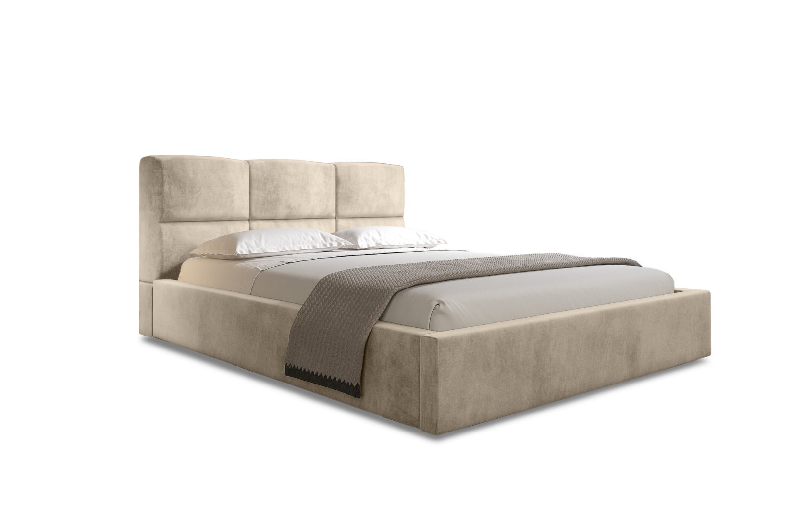 Polsterbett Portoza Samtstoff 140x200 mit Metallrahmen Macau Sand