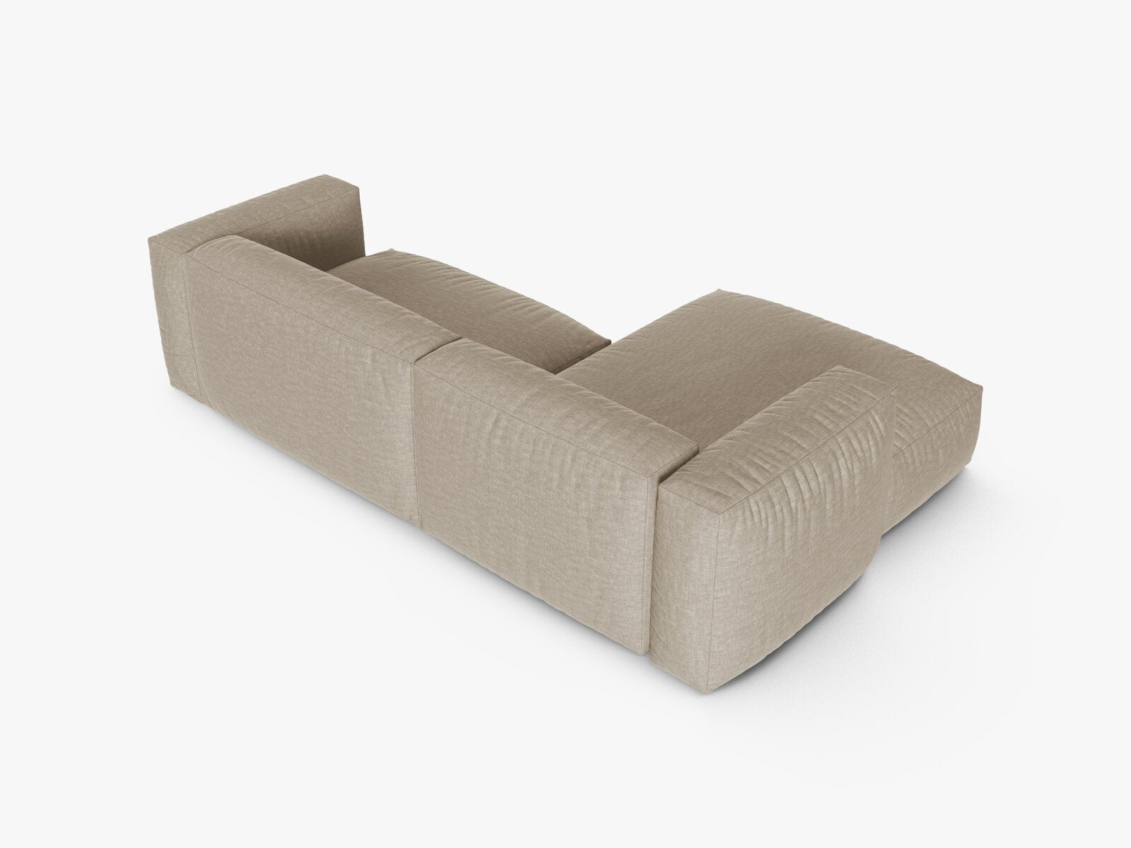 Micadoni Ecksofa Martina 2-Sitzer 90cm Sitztiefe Links Strukturierter Stoff Boston Helles Beige