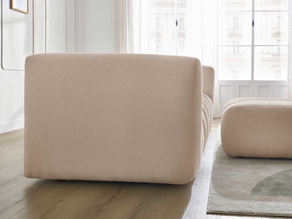 Bobochic Talia Sofa 3-Sitzer mit Pouf Melange-Stoff Beige