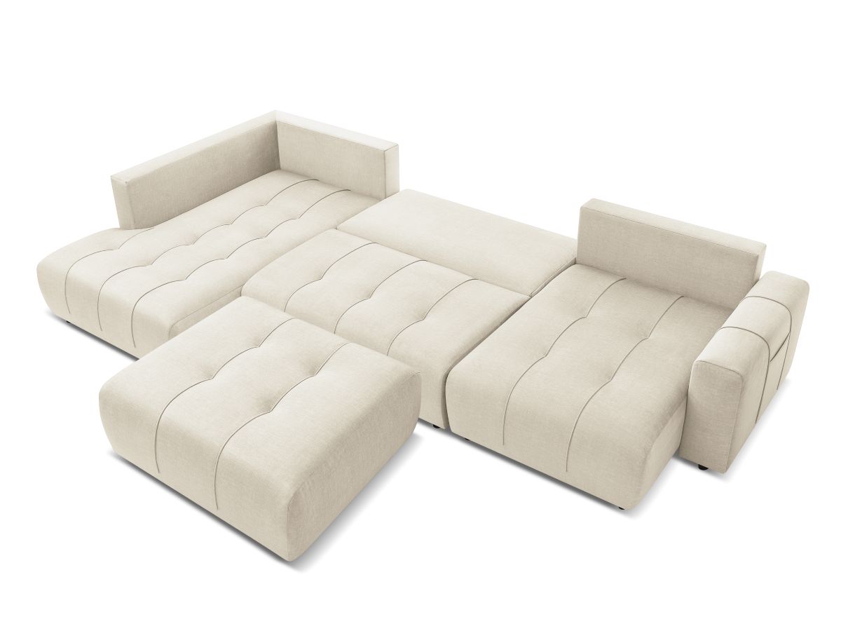 Bobochic Arsene Wohnlandschaft mit Pouf Samt Beige Ecke rechts