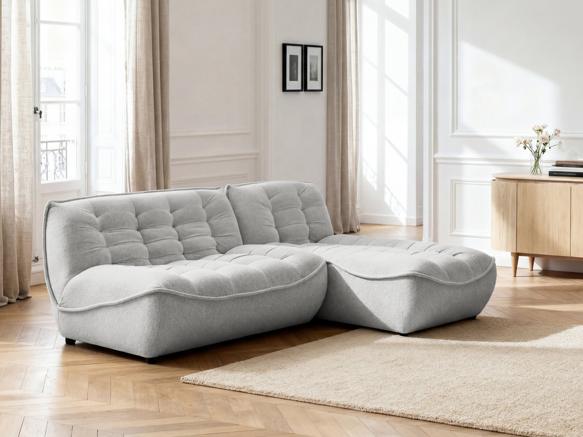 Bobochic Serena Ecksofa Melange-Stoff Hellgrau