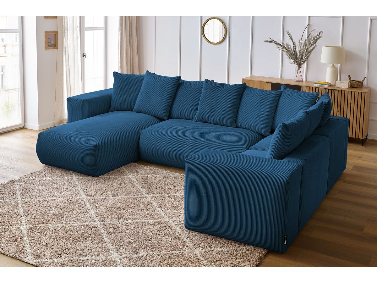 Bobochic Voltaire Wohnlandschaft 356 × 214 cm Cordsamt Dunkelblau Ecke links