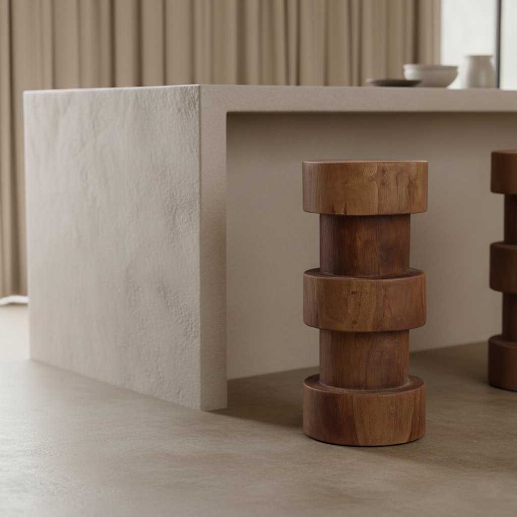 Raw Materials Forma Barhocker aus Teakholz Totoma natur