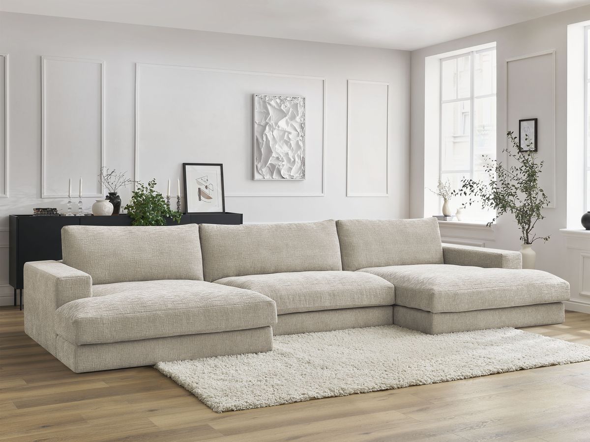 Bobochic Leonard Wohnlandschaft 349 × 159 cm Strukturstoff Beige
