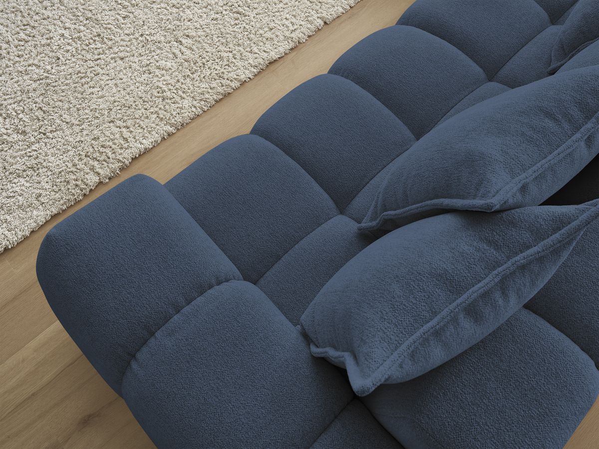 Bobochic Everest Ecksofa, 10 Kissen Melange-Stoff Dunkelblau Ecke links