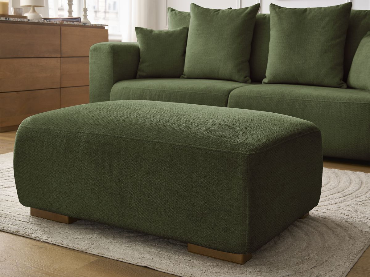 Bobochic Sidonie Sofa 4-Sitzer mit Pouf Melange-Stoff Grün