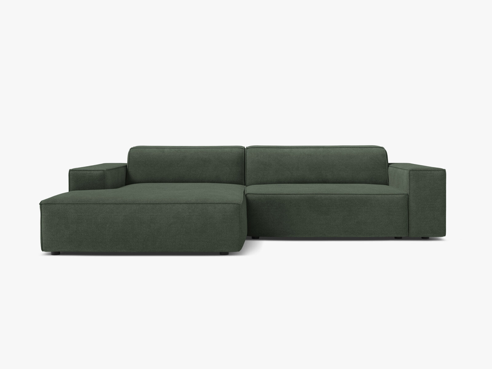 Micadoni Ecksofa Jodie 3-Sitzer Strukturierter Stoff Liberty Moßgrün Links