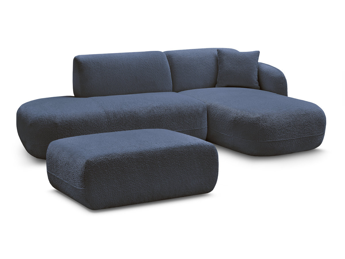 Bobochic Anda Ecksofa mit Pouf 241 × 163 cm Chenille Dunkelblau Ecke rechts