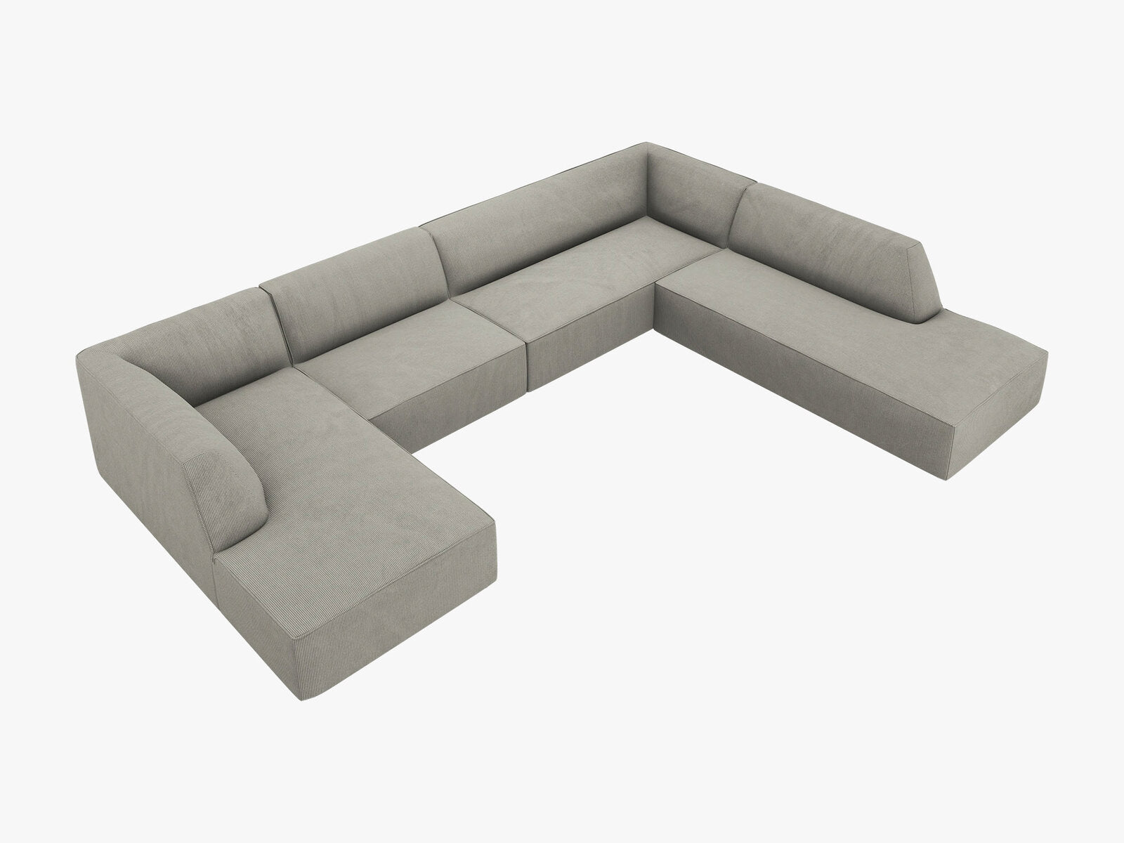 Micadoni Panorama-Ecksofa Ruby 7-Sitzer Rechts Kord Scala Hellgrau