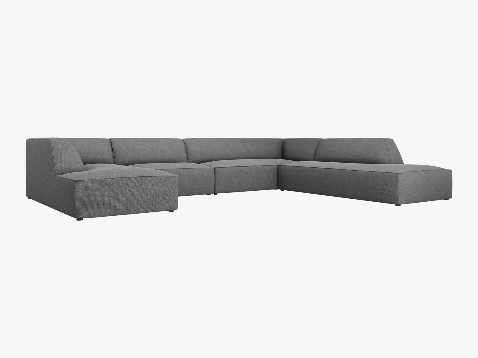 Micadoni Panorama-Ecksofa Ruby 7-Sitzer Rechts Strukturierter Stoff Ottawa Grau