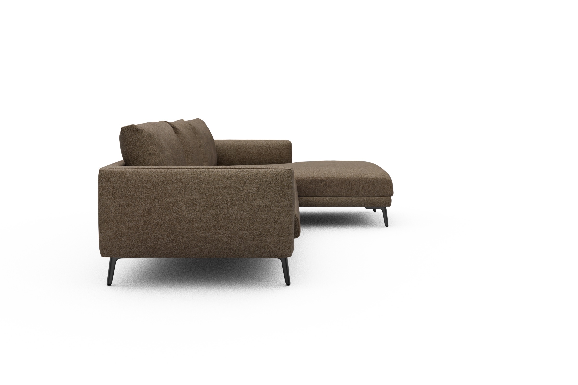 Ecksofa Karl Chaiselongue rechts mit 2,5-Sitzer Aivi-Khaki-Brown