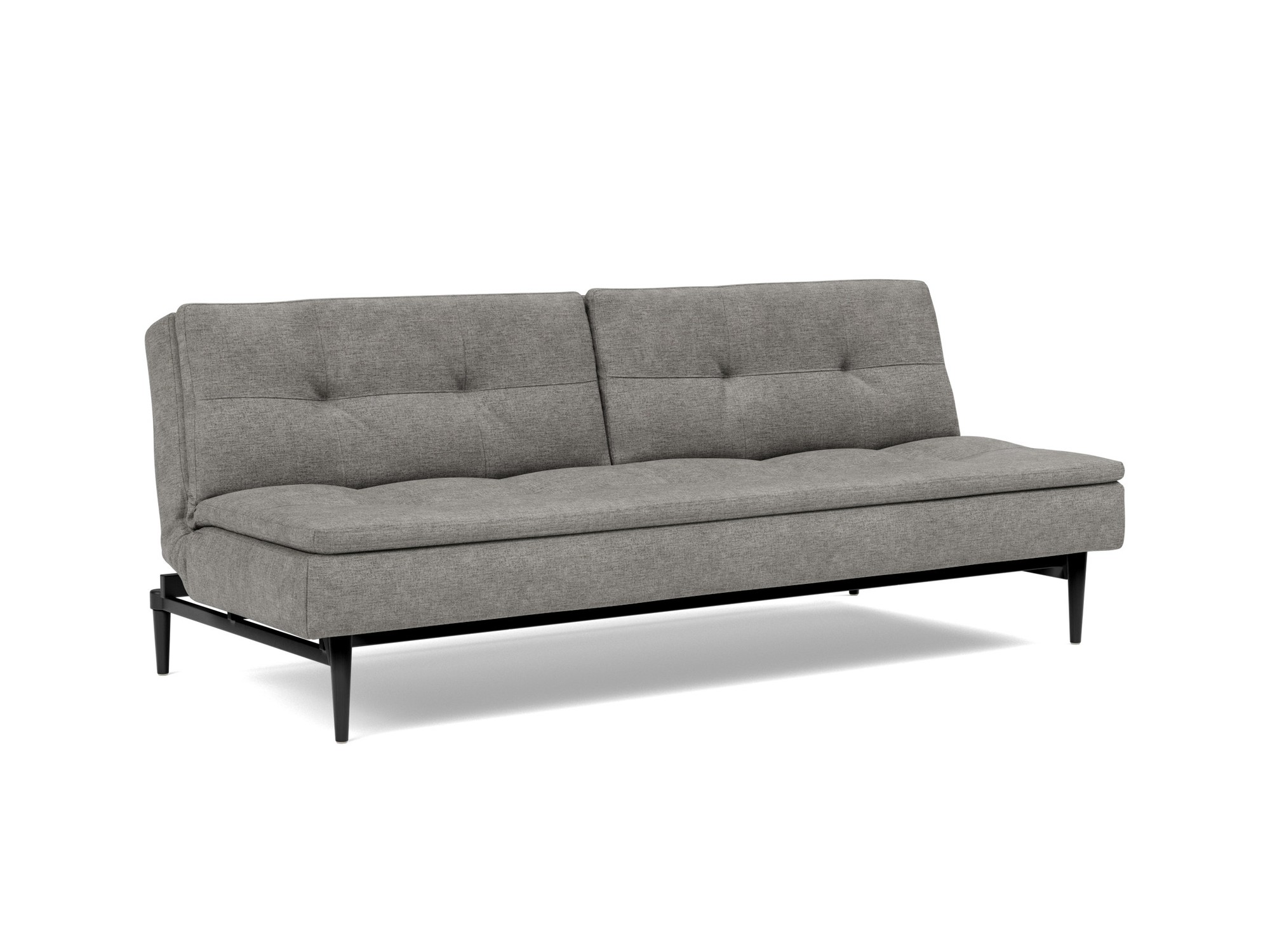 Schlafsofa Dublexo Flachgewebe Avella 282-Warm-Grey Beine Styletto Eiche schwarz
