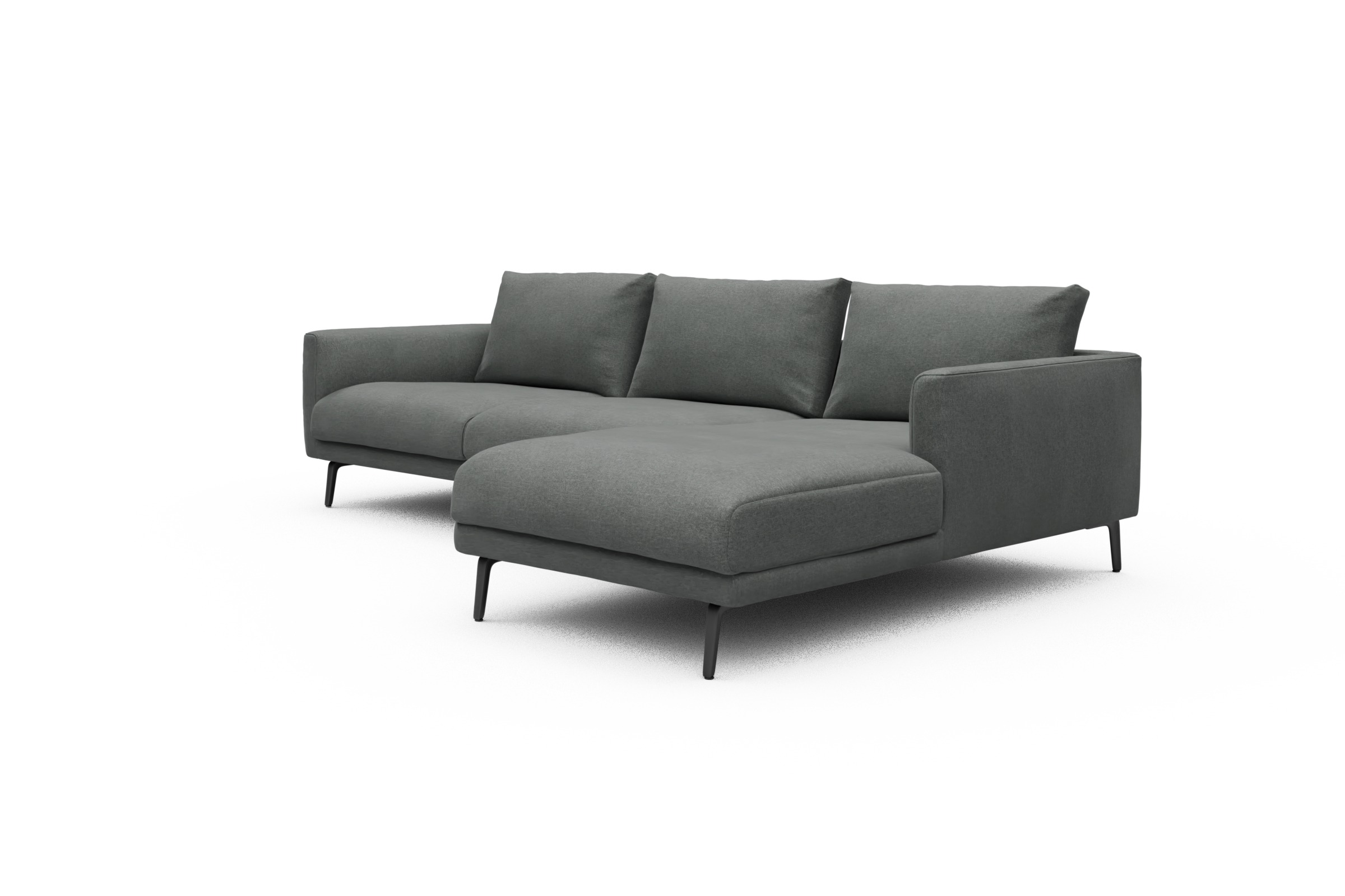 Ecksofa Karl Chaiselongue rechts mit 2,5-Sitzer Satya-Steel