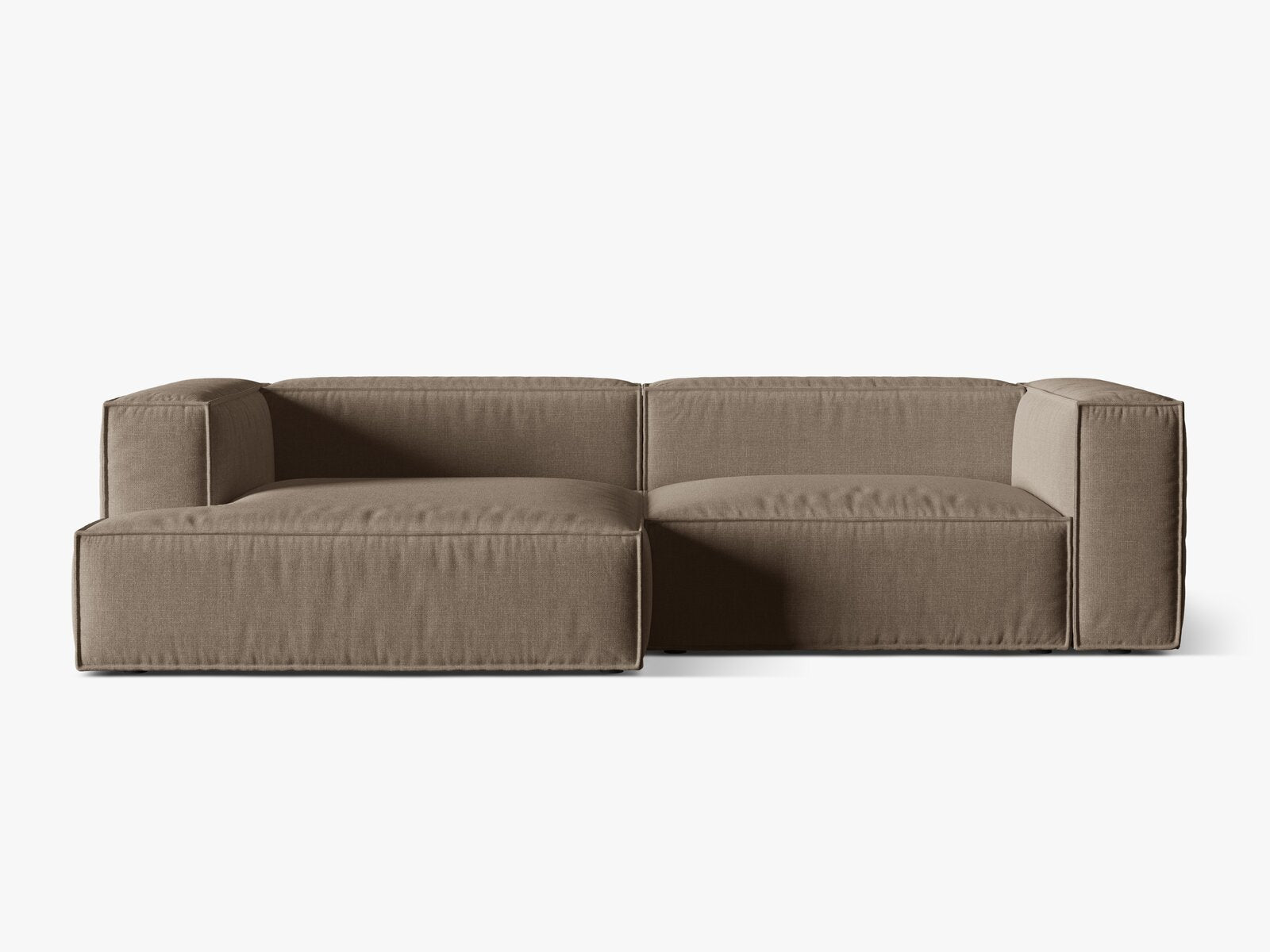 Micadoni Ecksofa Nuria 4-Sitzer Links Strukturierter Stoff Cappuccino
