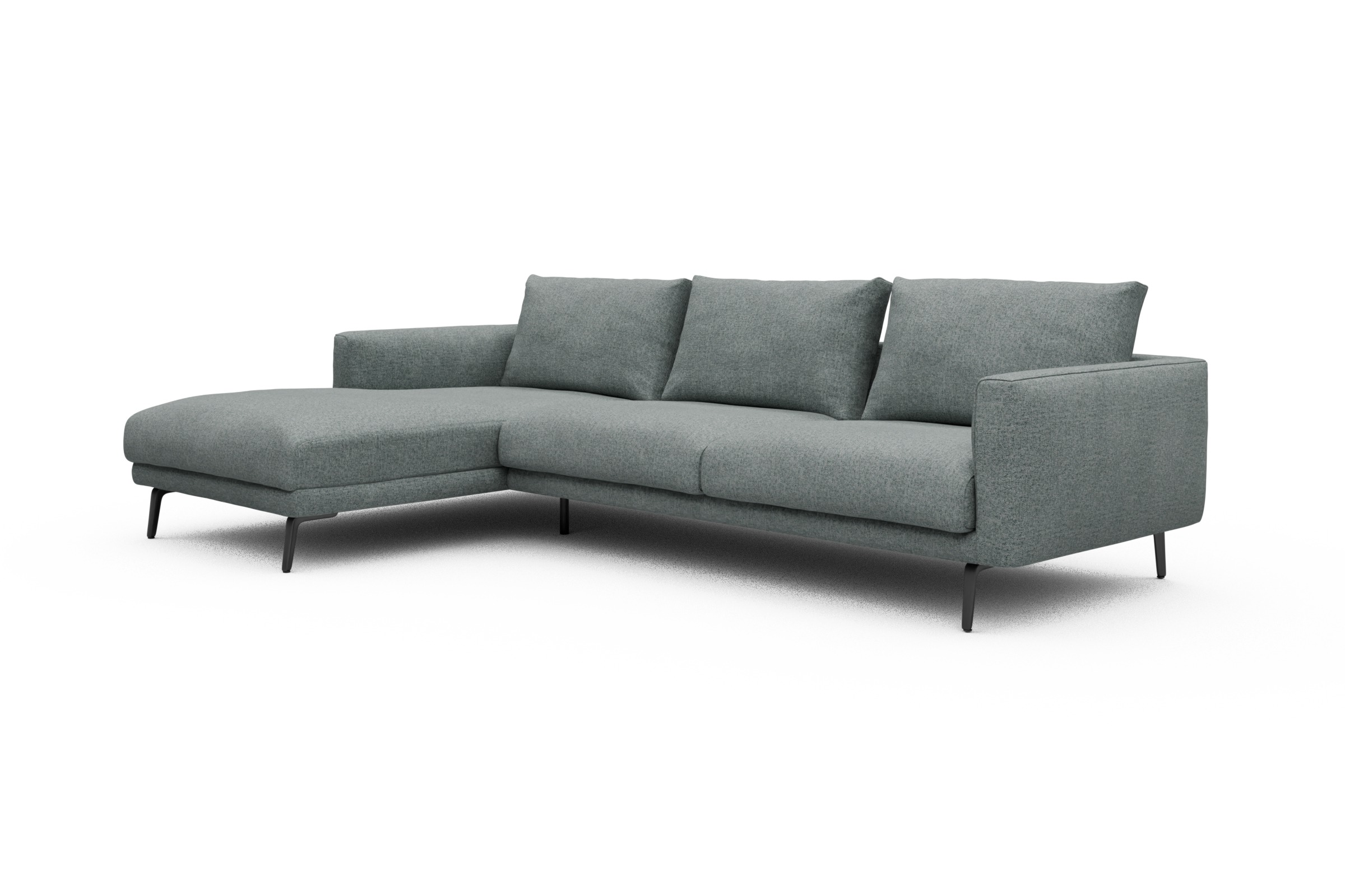 Ecksofa Karl Chaiselongue links mit 2,5-Sitzer Casone-Light-Mixed-Green