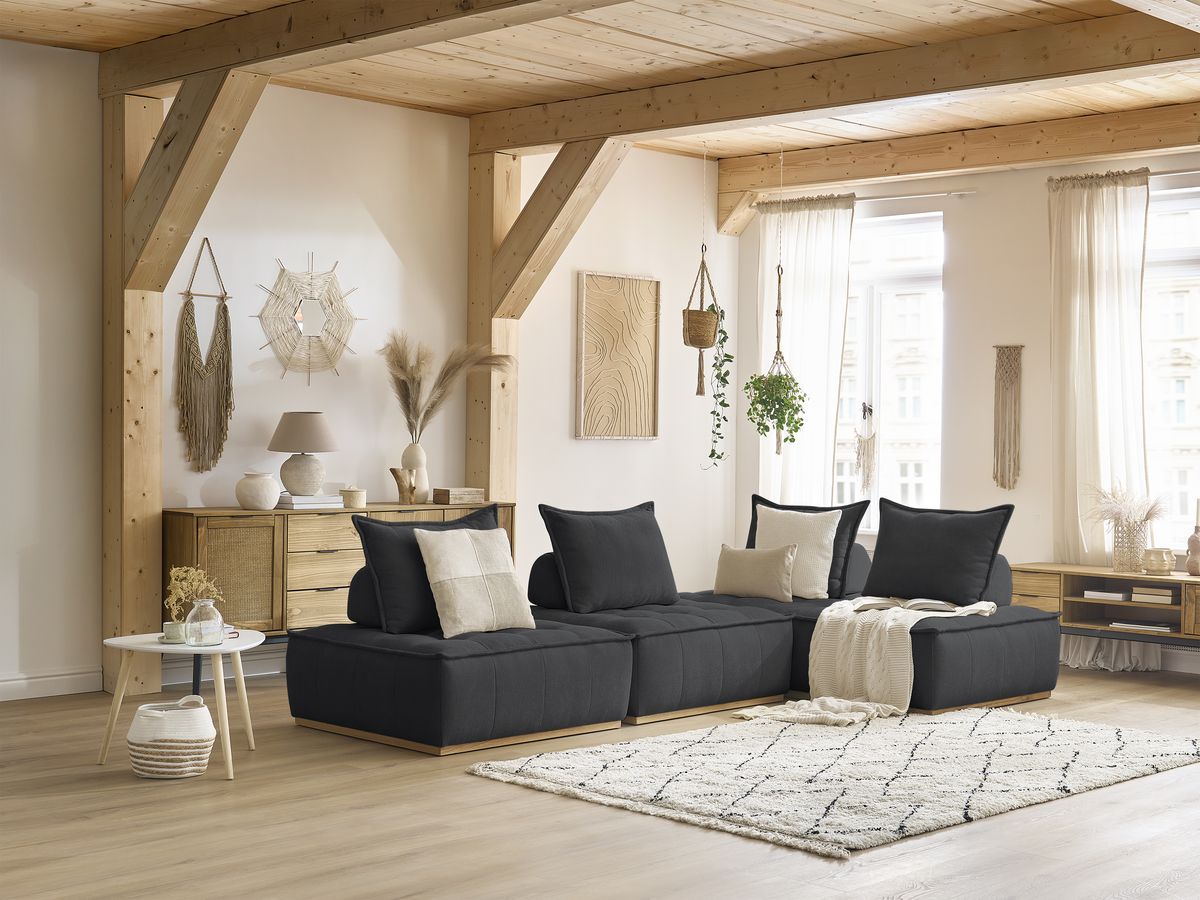 Bobochic Elisa Ecksofa Strukturstoff Dunkelgrau