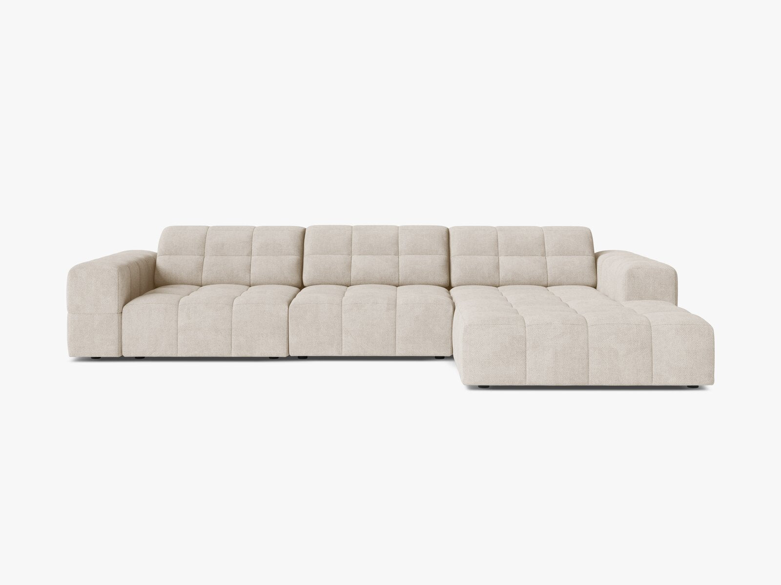 Micadoni Ecksofa Jennifer 4-Sitzer Rechts Chenille Eden Helles Beige