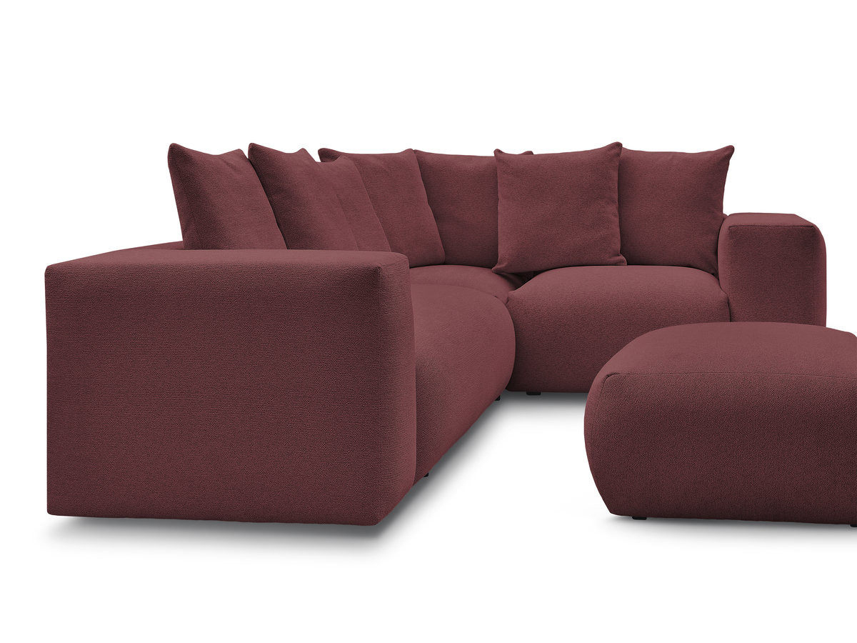 Bobochic Voltaire Ecksofa mit Pouf 268 × 214 cm Melange-Stoff Rot Ecke rechts