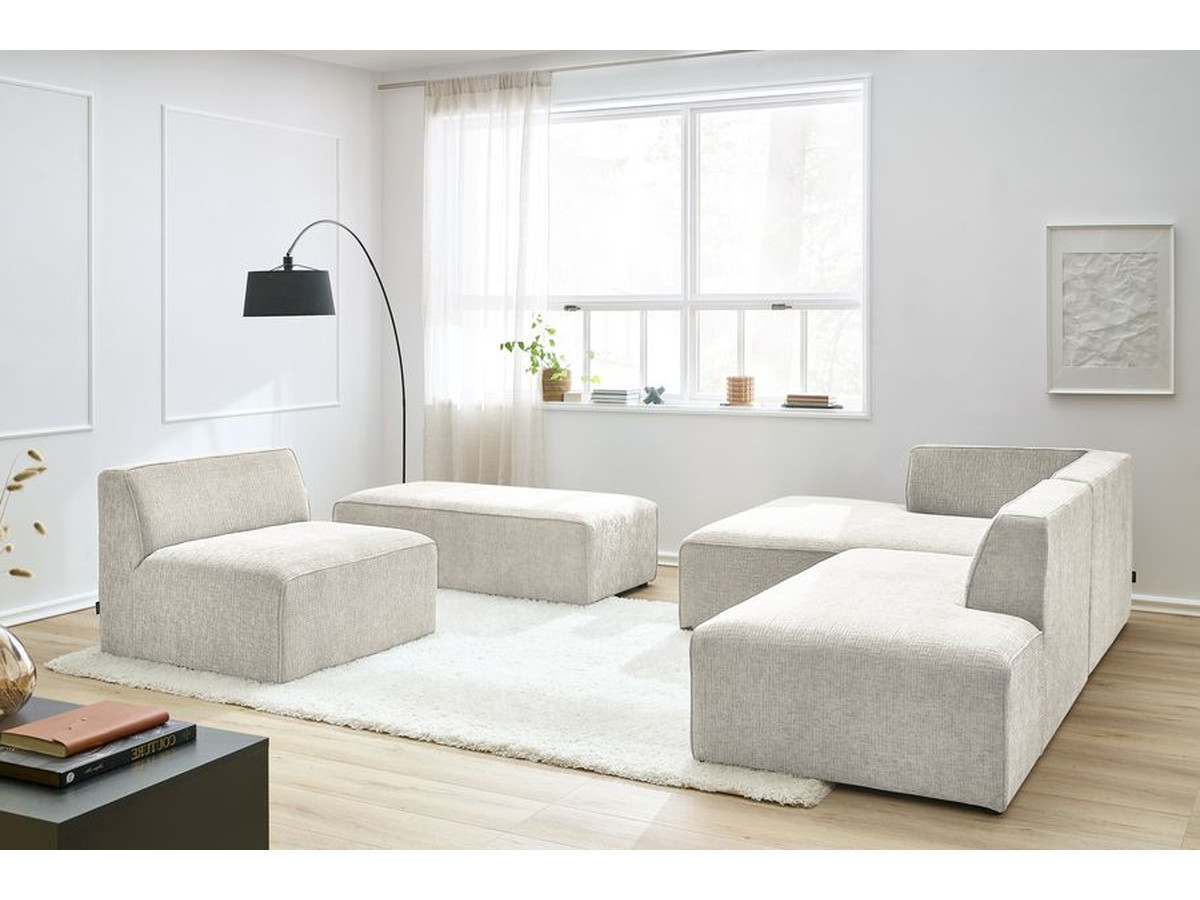 Bobochic Megeve Ecksofa mit Pouf Strukturstoff Beige Ecke links