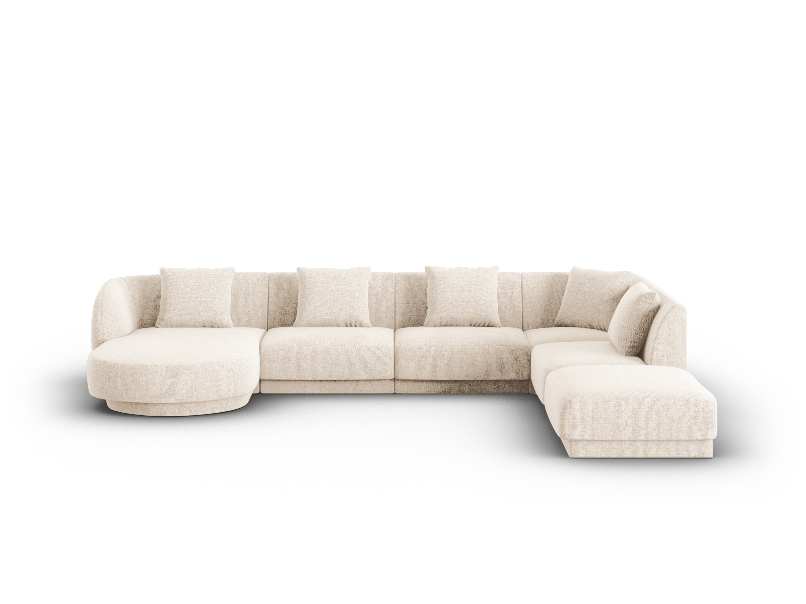 Cosmopolitan Design Panoramasofa Tulum 6-Sitzer Chenille Eden Helles Beige Rechts