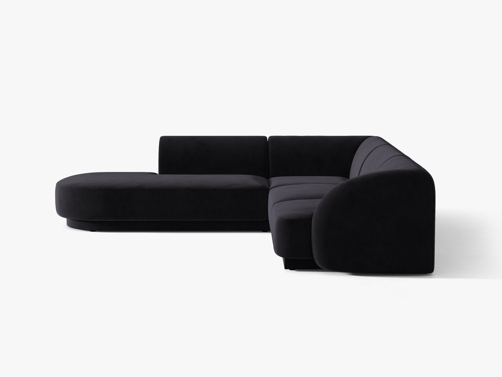 Micadoni Ecksofa Miley 6-Sitzer Samt Venus Schwarz Links