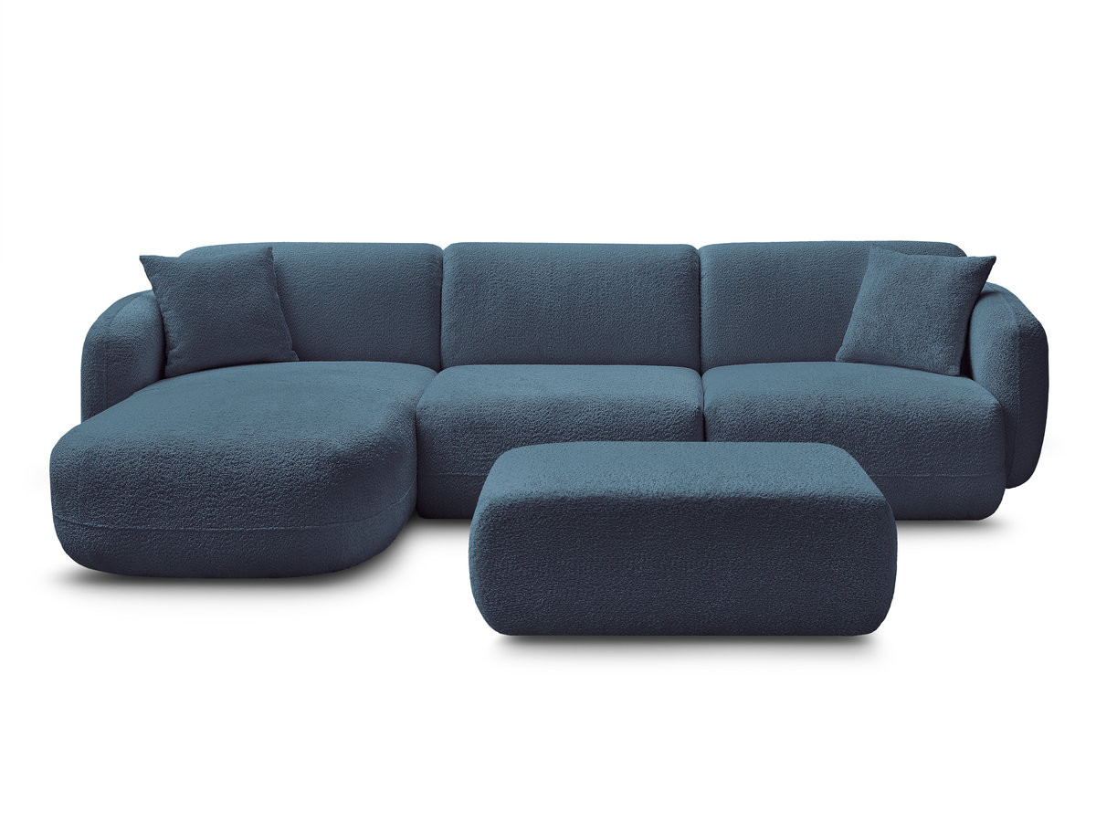 Bobochic Anda Ecksofa mit Pouf 292 × 163 cm Chenille Hellblau Ecke links