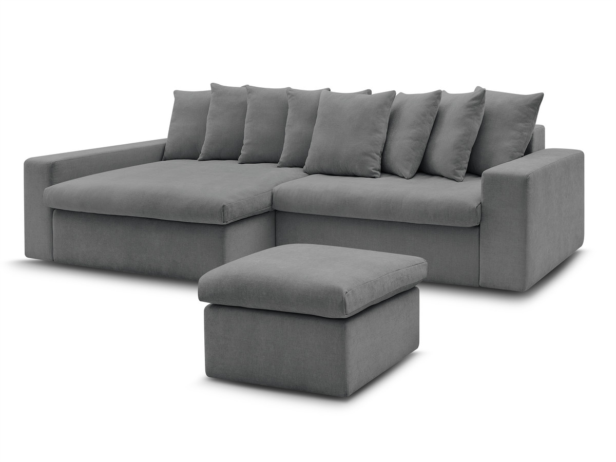 Bobochic Enore Ecksofa mit Pouf Stoff Dunkelgrau Ecke links