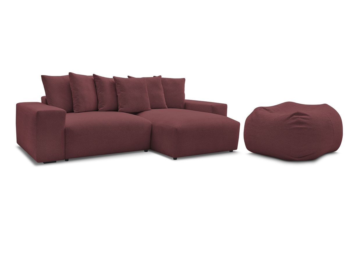 Bobochic Voltaire Ecksofa mit Pouf 310 × 174 cm Melange-Stoff Rot
