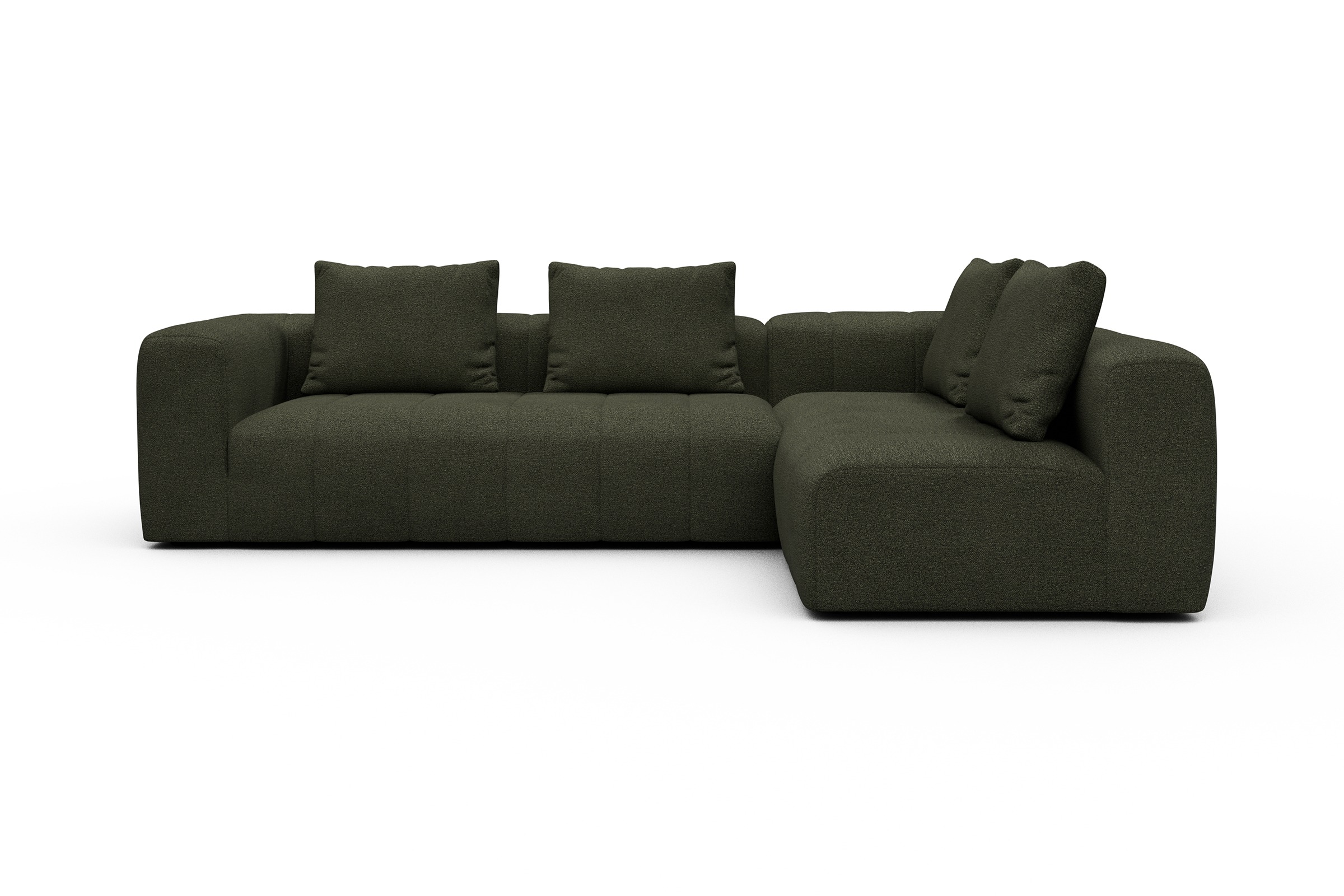 Ecksofa Hugo 2x 2,5-Sitzer Armlehne links Boucle-Forest-Green