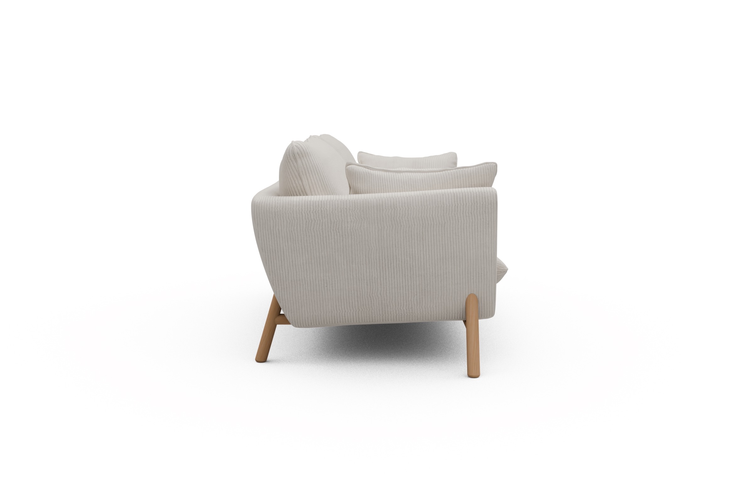 Sofa Emil 2-Sitzer Beinfarbe Eiche Natur Corduroy-Ivory