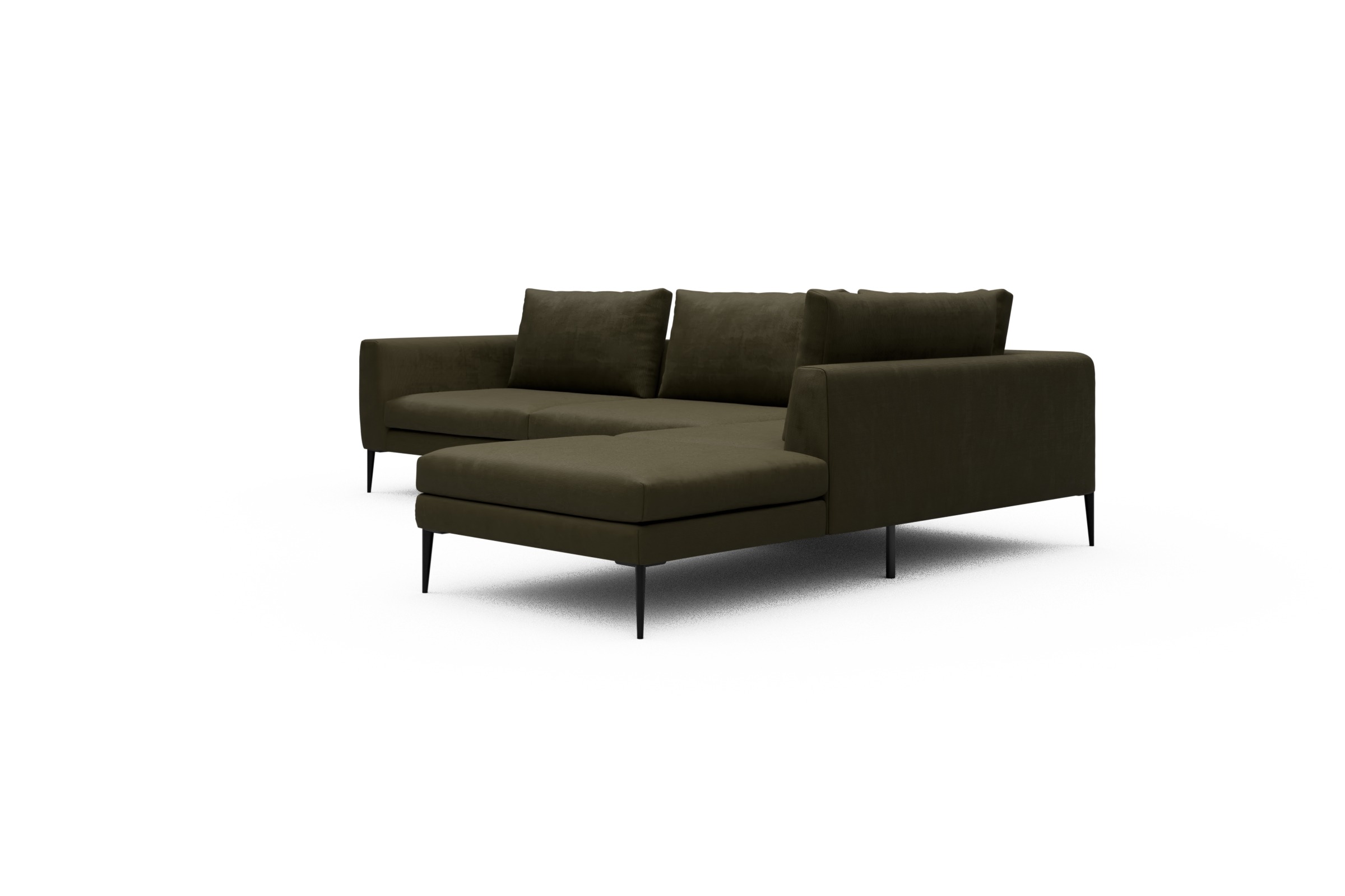 Ecksofa Paul Relax-Ecke links mit 3-Sitzer Cordufine-Pine-Green