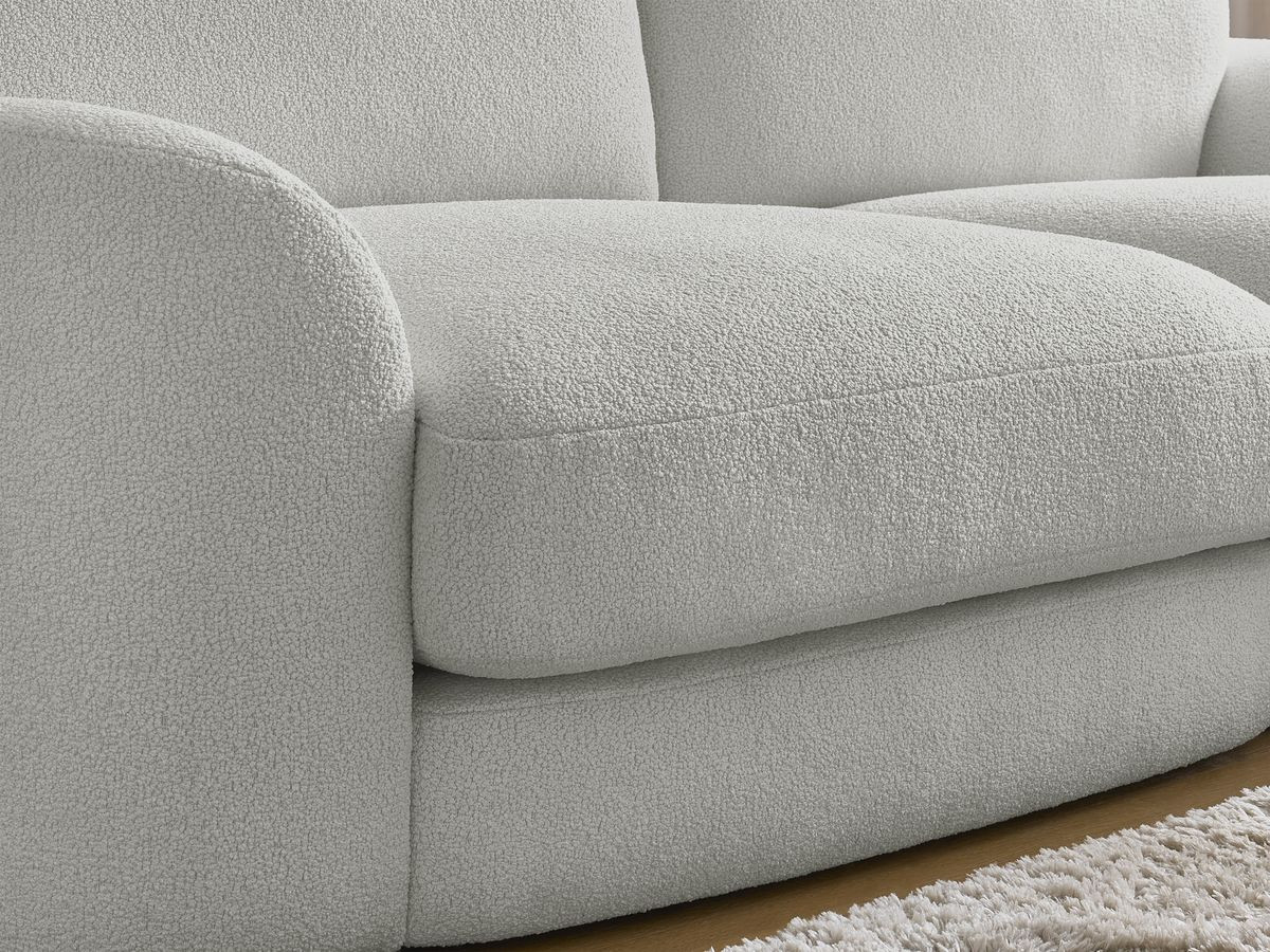 Bobochic Leonore Sofa 3-Sitzer Bouclé-Stoff Hellgrau