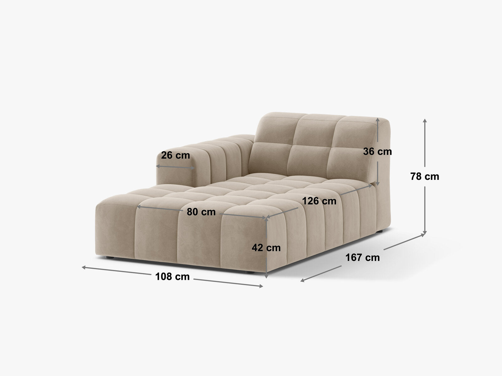 Micadoni Jennifer Chaiselongue Rechts Chenille Eden Dunkelgrau