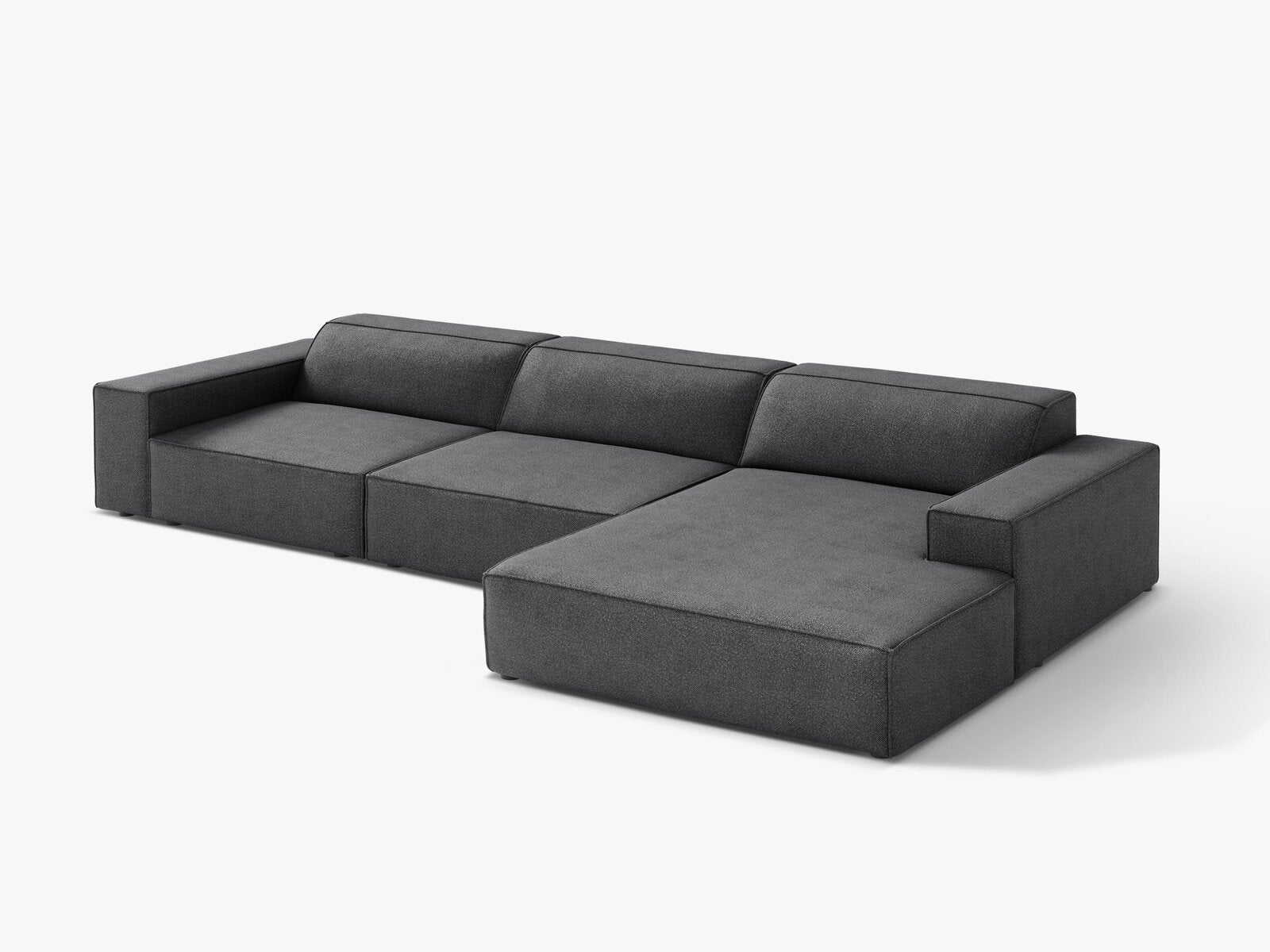 Micadoni Ecksofa Jodie 4-Sitzer Rechts Boucle Baloo Dunkelgrau