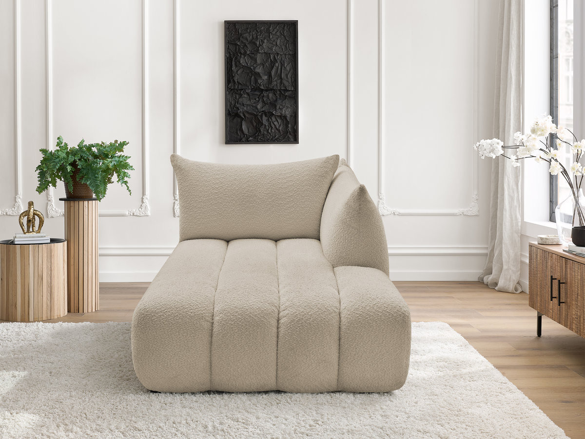 Bobochic Azra Méridienne-Modul Bouclé-Stoff Beige Ecke rechts
