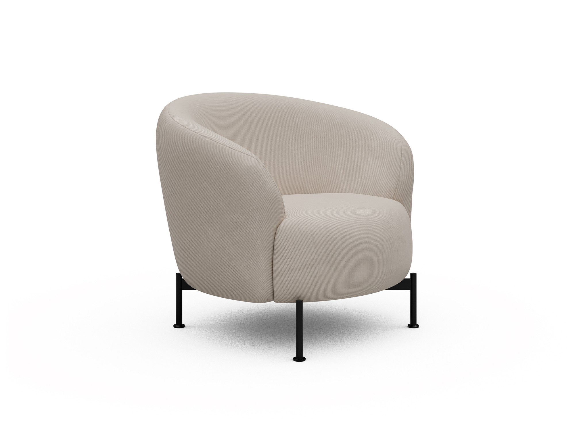 Sessel Ronda X-Metallgestell Schwarz Kord Cordufine 311-Off-White