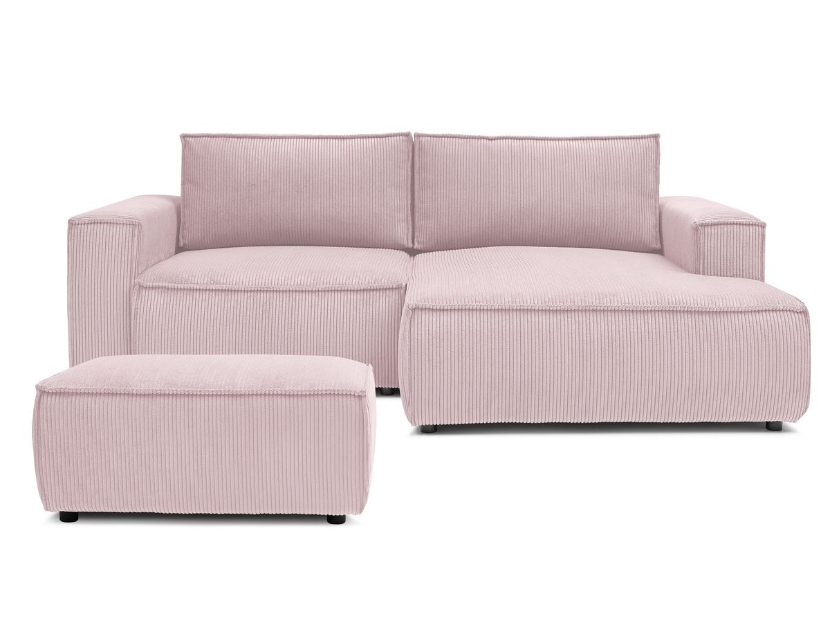 Bobochic Nihad Ecksofa mit Pouf Cordsamt Violett Ecke rechts