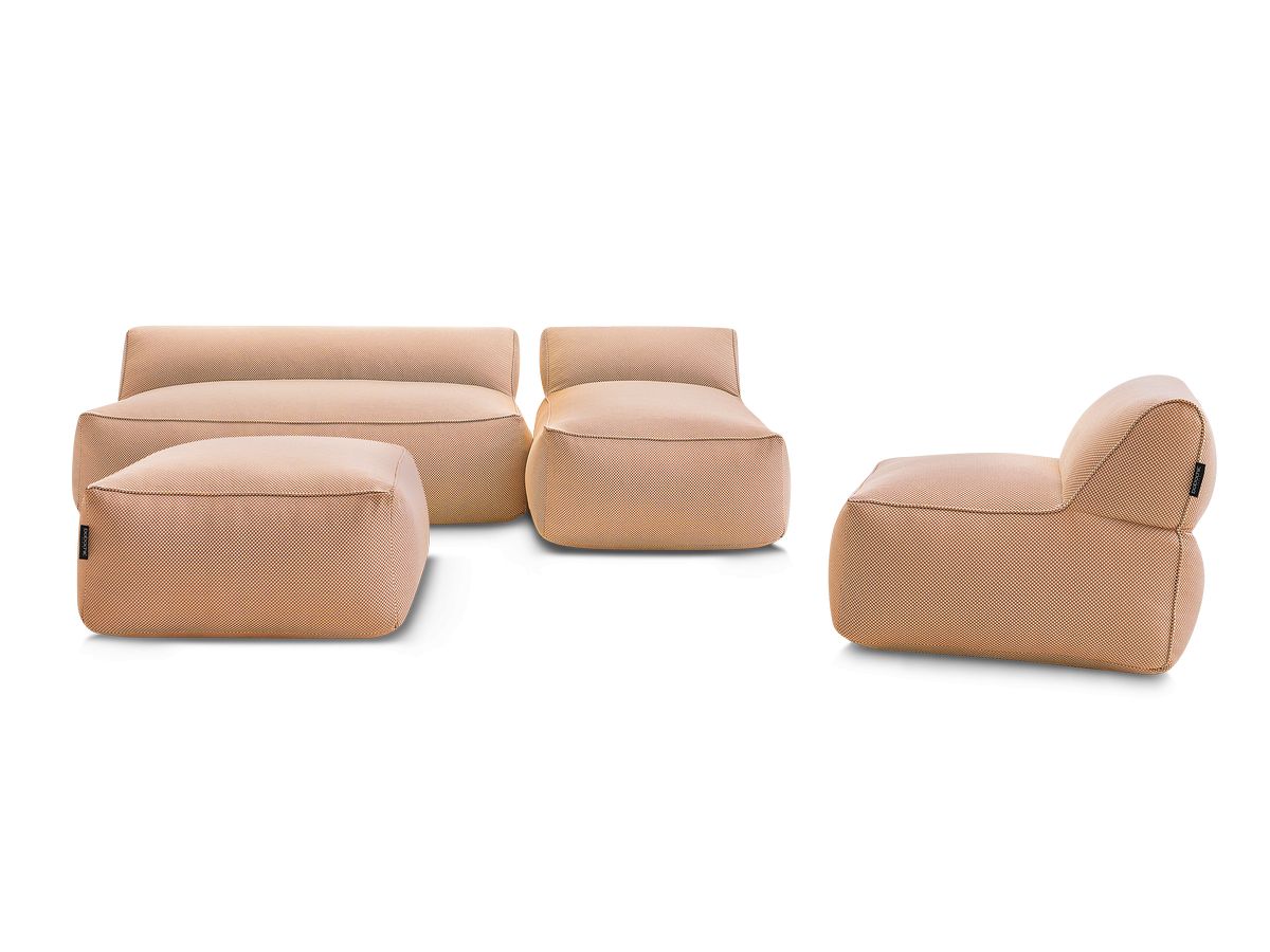 Bobochic Riviera Gartensofa 5-Sitzer mit Pouf Melange-Stoff Orange