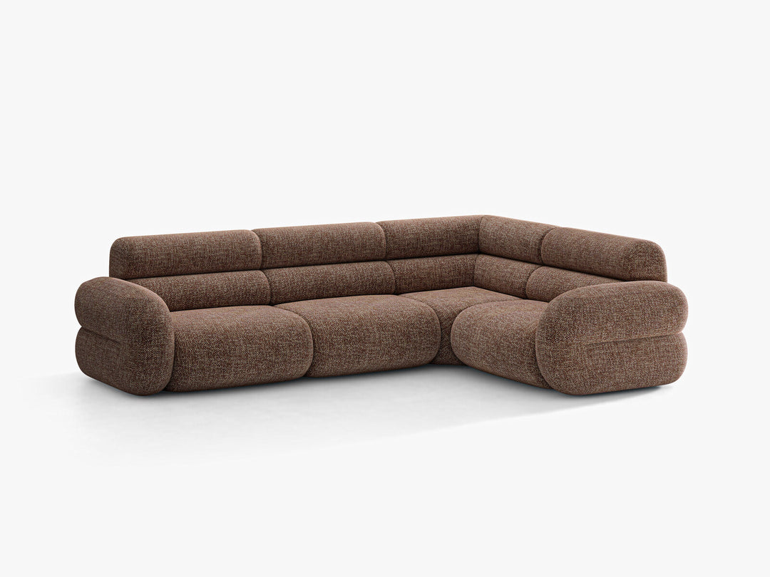 Micadoni Neo Ecksofa 5-Sitzer Links Chenille SILENCIO Braun