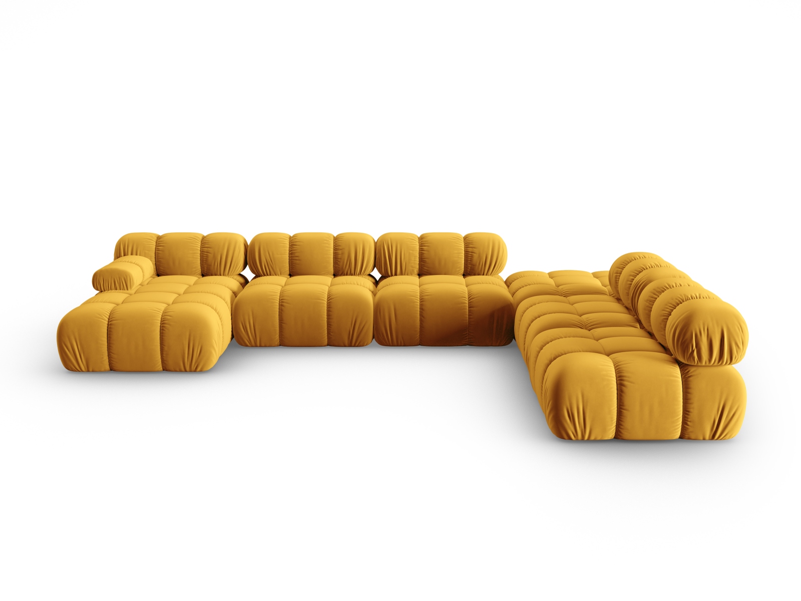 Micadoni Modulares Panorama Ecksofa Bellis 7-Sitzer Rechts Samt Bluvel Gelb
